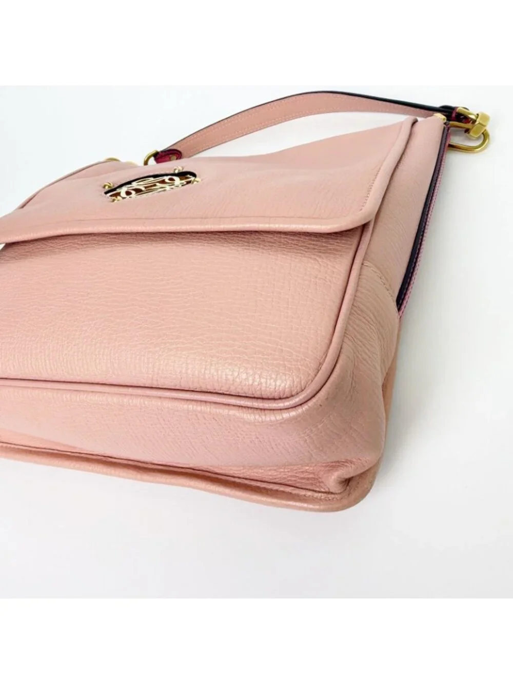 Loewe Anagram Medallion Flap Shoulder Bag Leather Pink Purple Gold Vintage